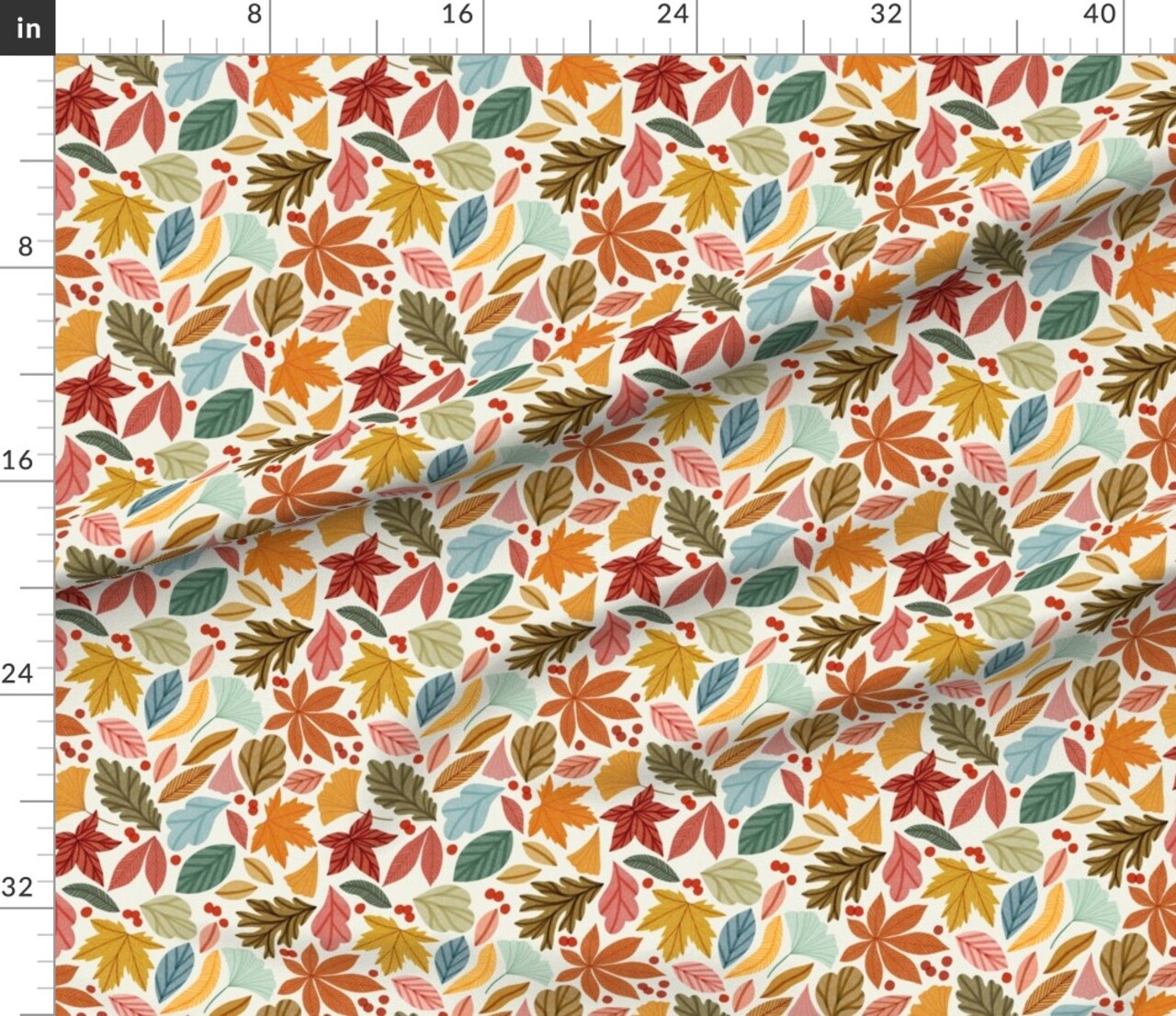 Earth Tone Leaves Leaves Nature Holiday Leaf Autumn Fall Thanksgiving Botanical Dinner October November Botanicals Custom Printed Fabric by Spoonflower Various Fabrics by the Yard or Fat Quarter